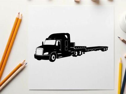 Silhouette of a semi truck with trailer