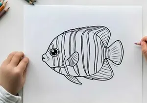 Angelfish swimming underwater vector illustration flat design