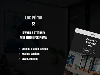 Lex Prime - Lawyer & Attorney - Web Theme for Figma