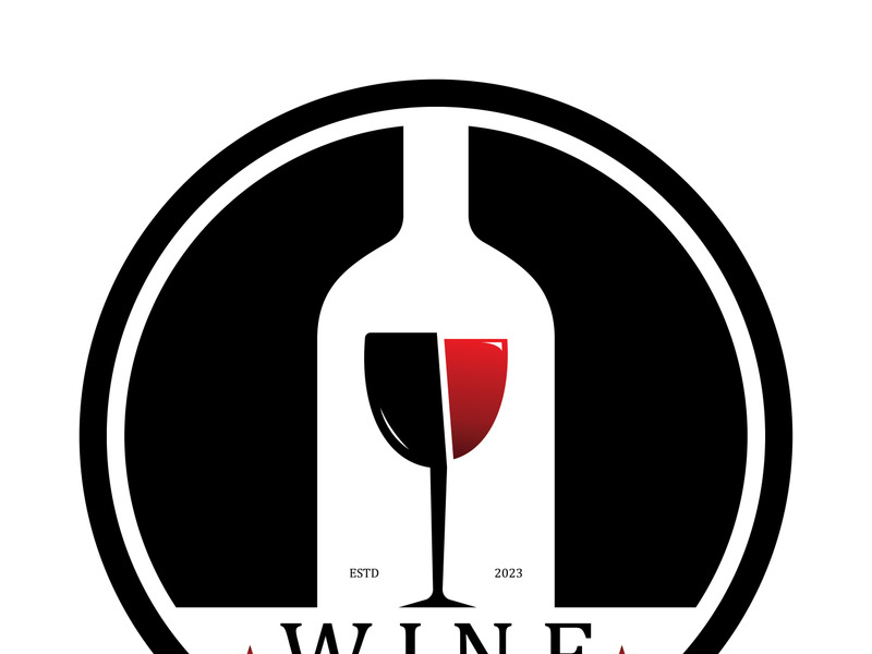 Wine logo with wine glasses and bottles.for night clubs,bars,cafe and wine shops.