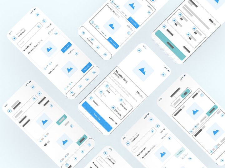 Rent A Car wireframes