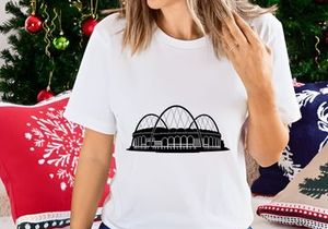 Black and white illustration of a large glasshouse with three domes