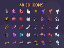 3D Interface rendering Icons