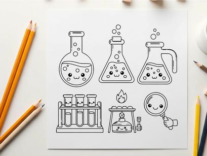 Science lab equipment vector illustration flat design