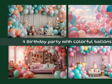 Birthday party with colorful ballons preview picture