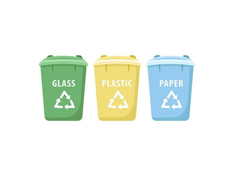 Trash sorting bins cartoon vector illustration