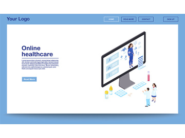 Online healthcare isometric website template preview picture