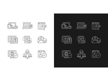 Internet surveillance linear icons set for dark and light mode preview picture