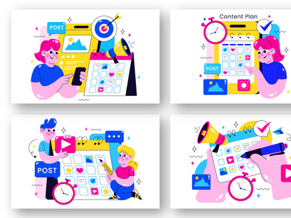 10 Social Media Content Planning Illustration