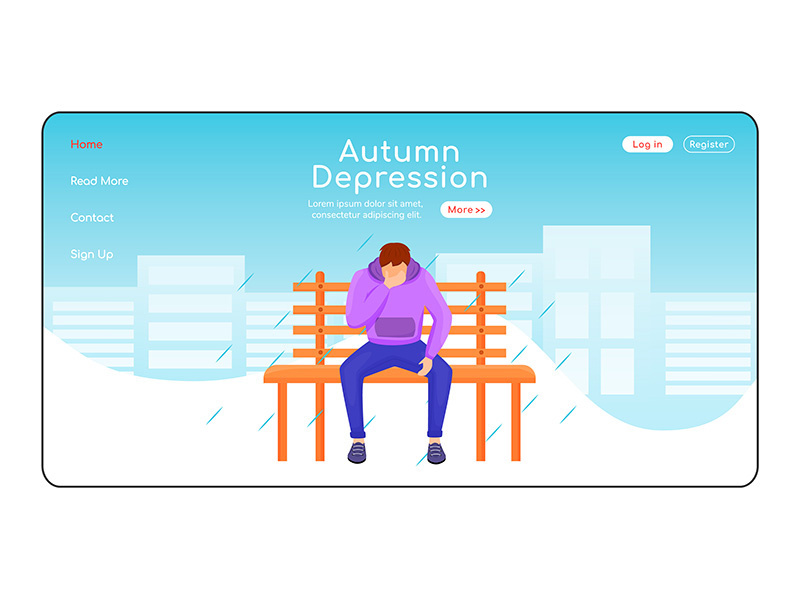 Autumn depression landing page flat color vector template