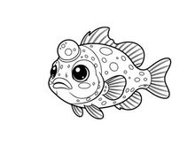 Cute cartoon pufferfish swimming vector illustration