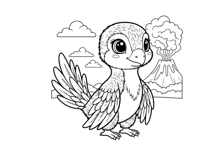 Cute baby bird hatching with dandelion vector illustration