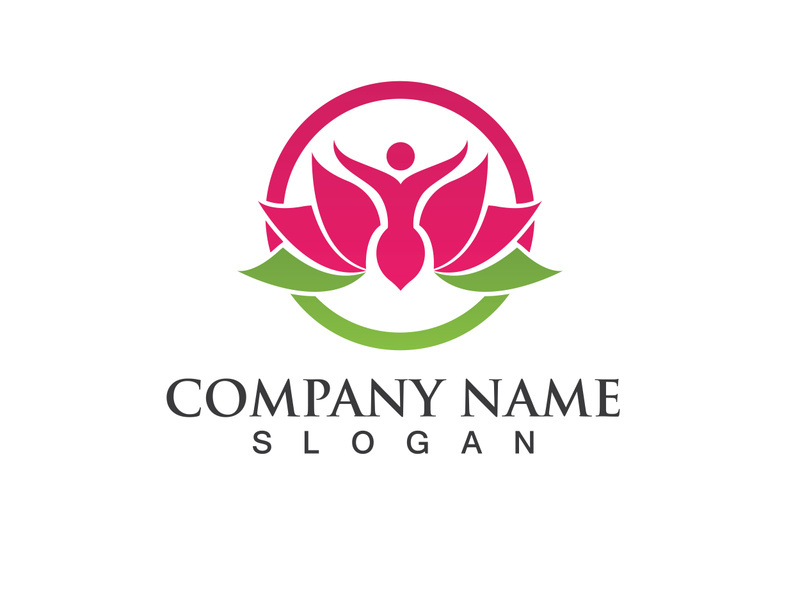 People yoga health in lotus flower logo