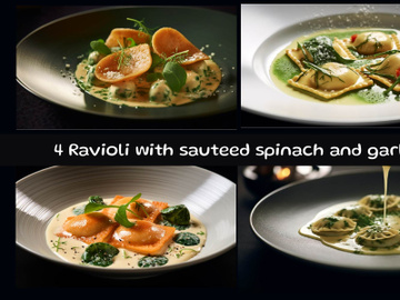 Ravioli with sauteed spinach and garlic preview picture