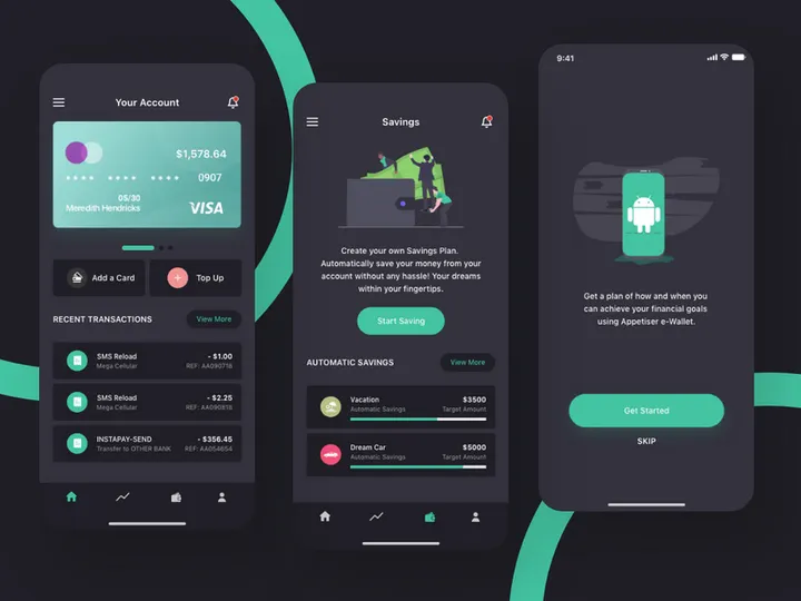 Wallet Mobile App Dark Mode