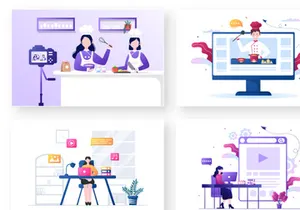 20 Video Tutorials Background Vector Illustration