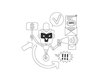 Spam bot thin line concept vector illustration preview picture