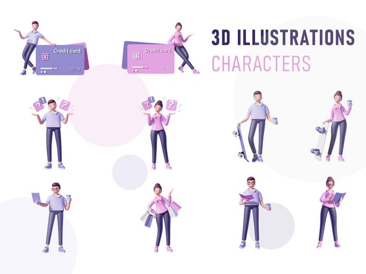3D Characters Talking and Communication illustration