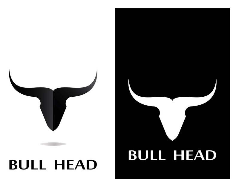 Retro vintage bull head horns logo.