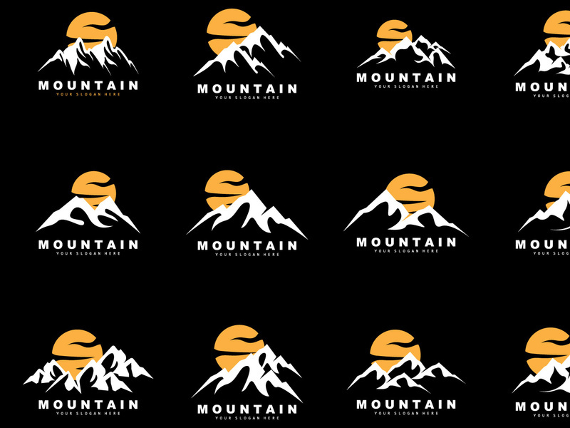 Mountain Logo Design, Vector Place For Nature Lovers Hiker