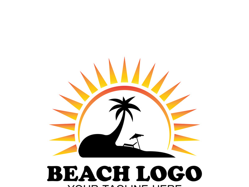 Beach logo design Vector template