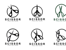 Scissors Logo Design, Barbershop Shaver Vector, Babershop Scissors Brand Illustration