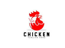 Grilled Chicken Barbecue Logo Design,Chicken Head Vector, Company Brand