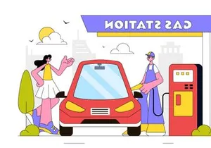 10 Gas Station Vector Illustration