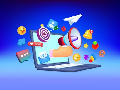 3D Laptop Business Illustration