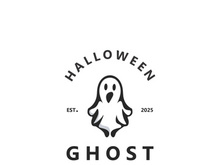 Halloween spooky ghost character in flat style isolated template design