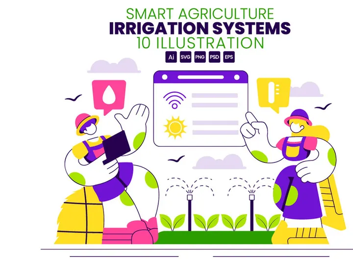 10 Smart Agriculture Irrigation Systems Illustration