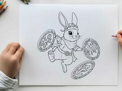 Lucky rabbit with coins vector illustration flat design