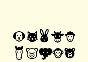 10 animal heads vector icon