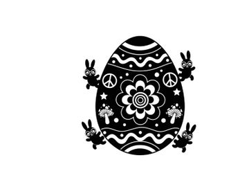 Easter egg silhouette with bunnies and floral patterns preview picture