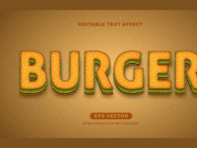 Burger editable text effect vector template