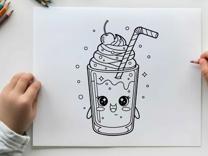 Cute smiling drink cup with straw vector illustration