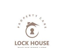 Lock House secure logo design, smart key home vector concept template