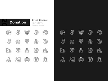 Donation opportunities pixel perfect linear icons set preview picture