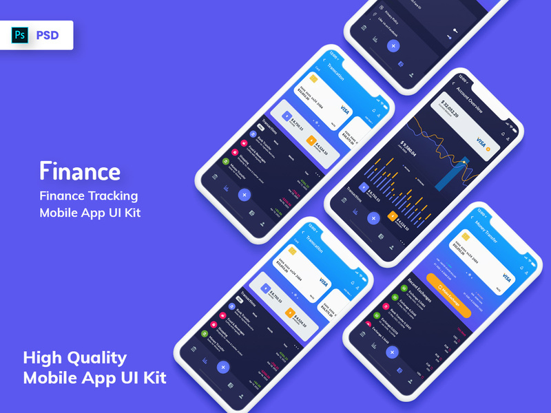 Finance Tracking Mobile App UI Kit Dark Version