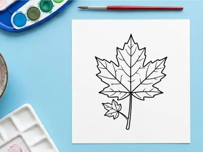 Detailed maple leaf illustration. Artistic botanical drawing for design projects