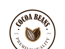 cocoa logo,cocoa bean,cocoa tree,cocoa branches and leaves,chocolate mix on white background,vintage,modern,simple,minimalist icon illustration template design vector