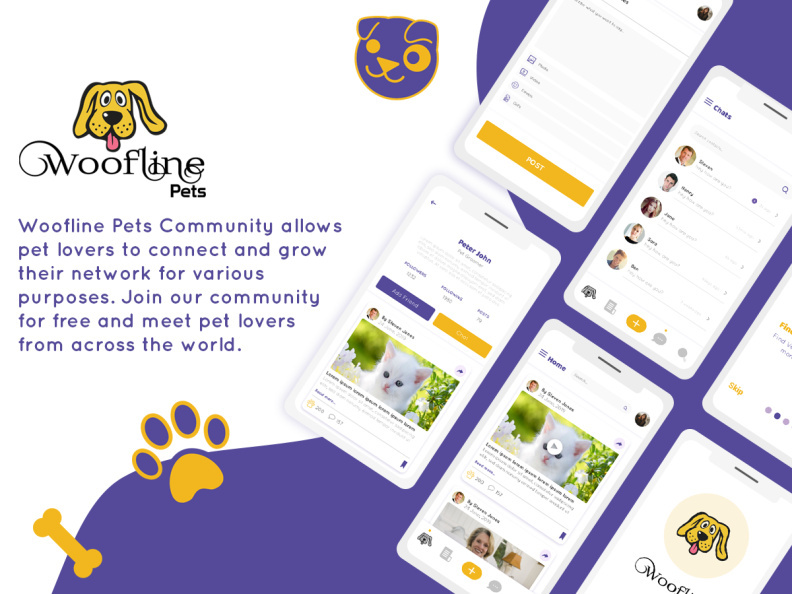 Woofline Pet Community App UI/UX Design