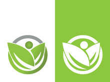 Logos of green tree leaf ecology nature element vector