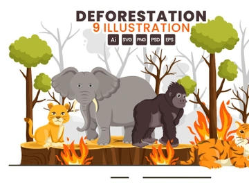 9 Deforestation Vector Illustration preview picture