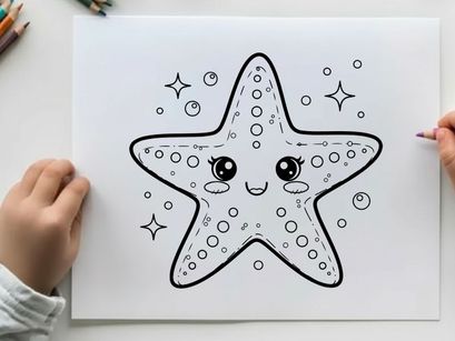 Cute cartoon starfish with faces vector illustration
