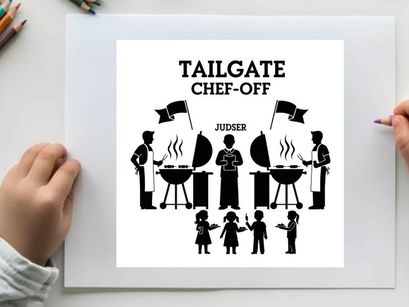 Tailgate chef off silhouette event illustration