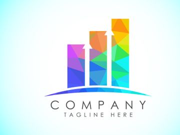 Imagem de visualização de Modelo vetorial de design de logotipo de finanças e contabilidade no estilo low poly, logotipo de finanças empresariais