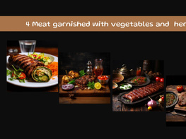 Meat garnished with vegetables and  herbs preview picture