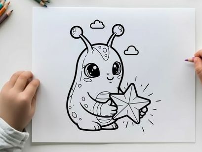 Cute alien holding star vector illustration flat design