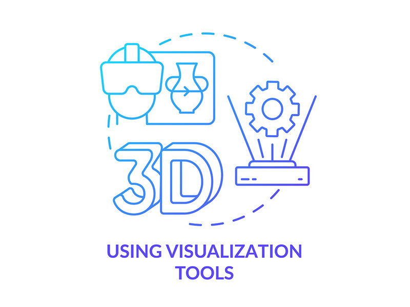 Using visualization tools blue gradient concept icon